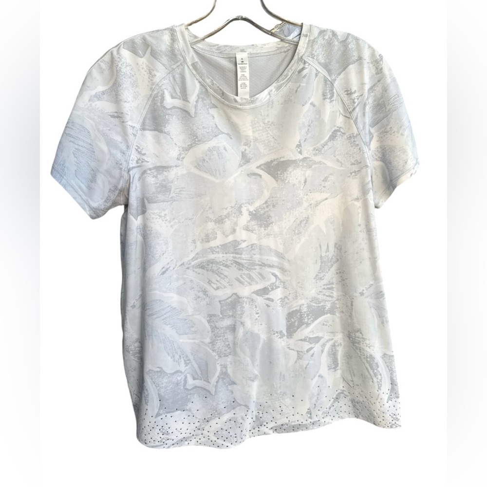 Lululemon Quick Pace Short Sleeve Incognito Camo Alpine White Multi Size 6 Top